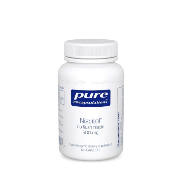 Niacitol no-flush niacin 500 mg 120 Pure Encapsulations 