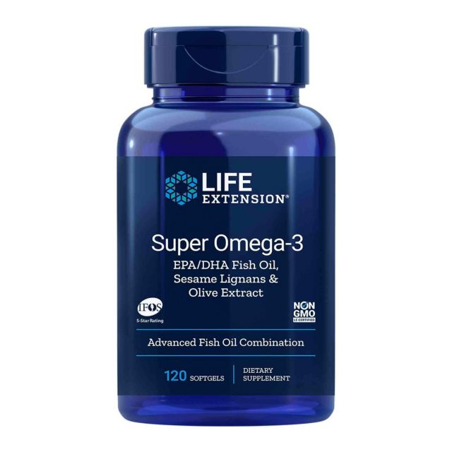 Super Omega-3 EPA/DHA with Sesame Lignans & Olive Extract 120 sgels Life Extension